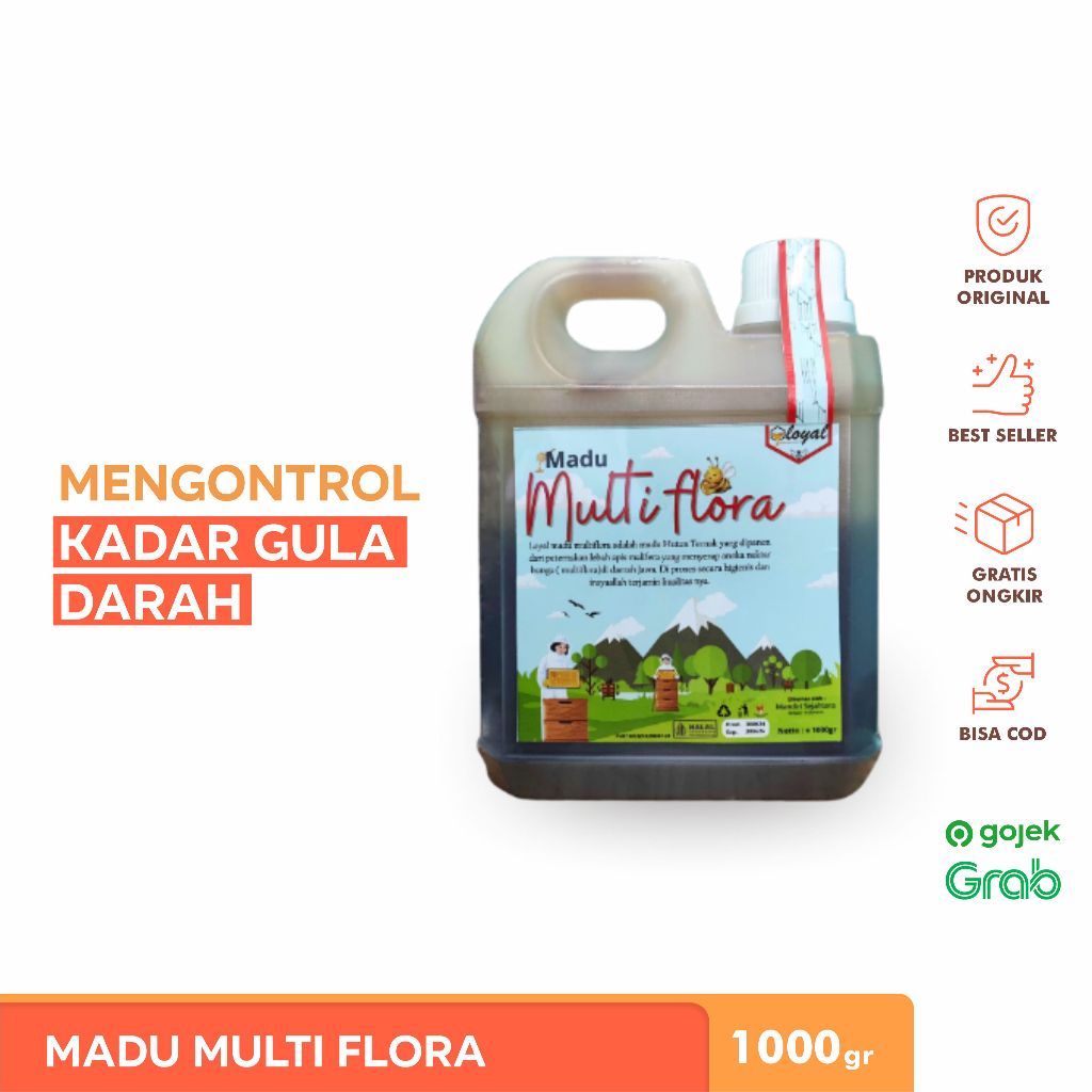 

LOYAL Madu Multiflora Asli - Madu Murni Nektar Multiflora Berbagai Bunga Tanaman 1kg & 500gr