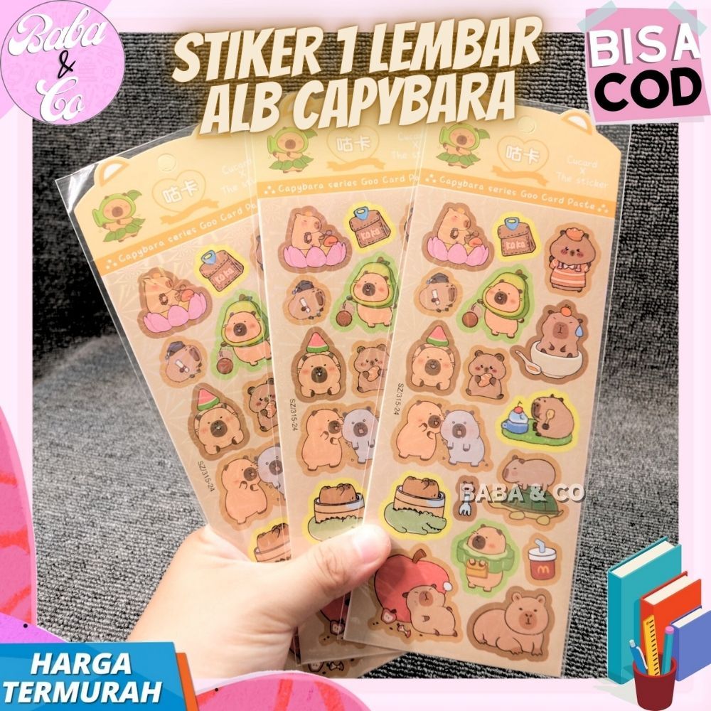 

STIKER ALB CAPYBARA STICKER 1 LEMBAR CAPYBARA LUCU UNIK MURAH STICKER LABEL 1 LEMBAR KAPIBARA IMUT