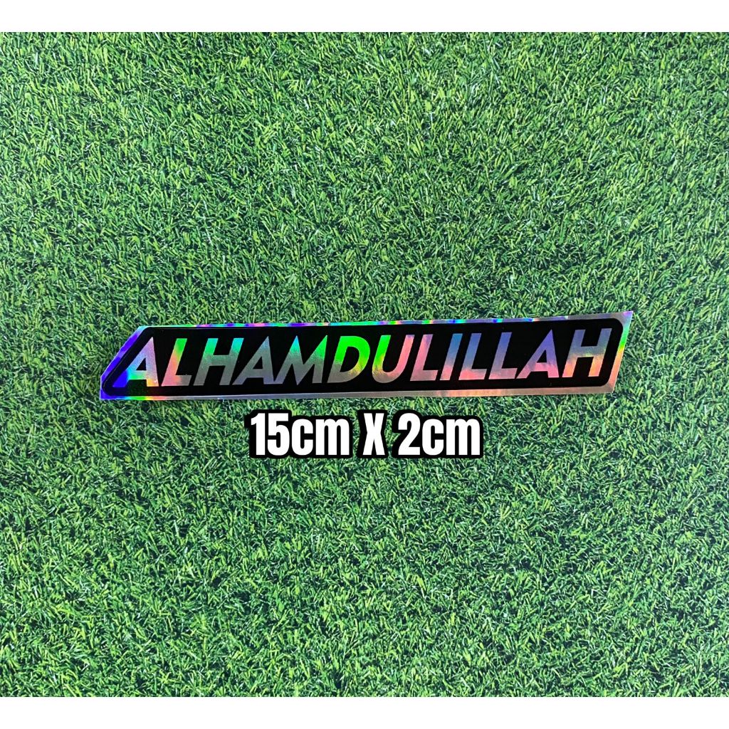 

stiker tulisan latin alhamdullilah bismillah allahuakbar hologram sticker hp stiker serbaguna stiker lemari stiker dekor dll bahan grade A dan anti air SERBA 3000