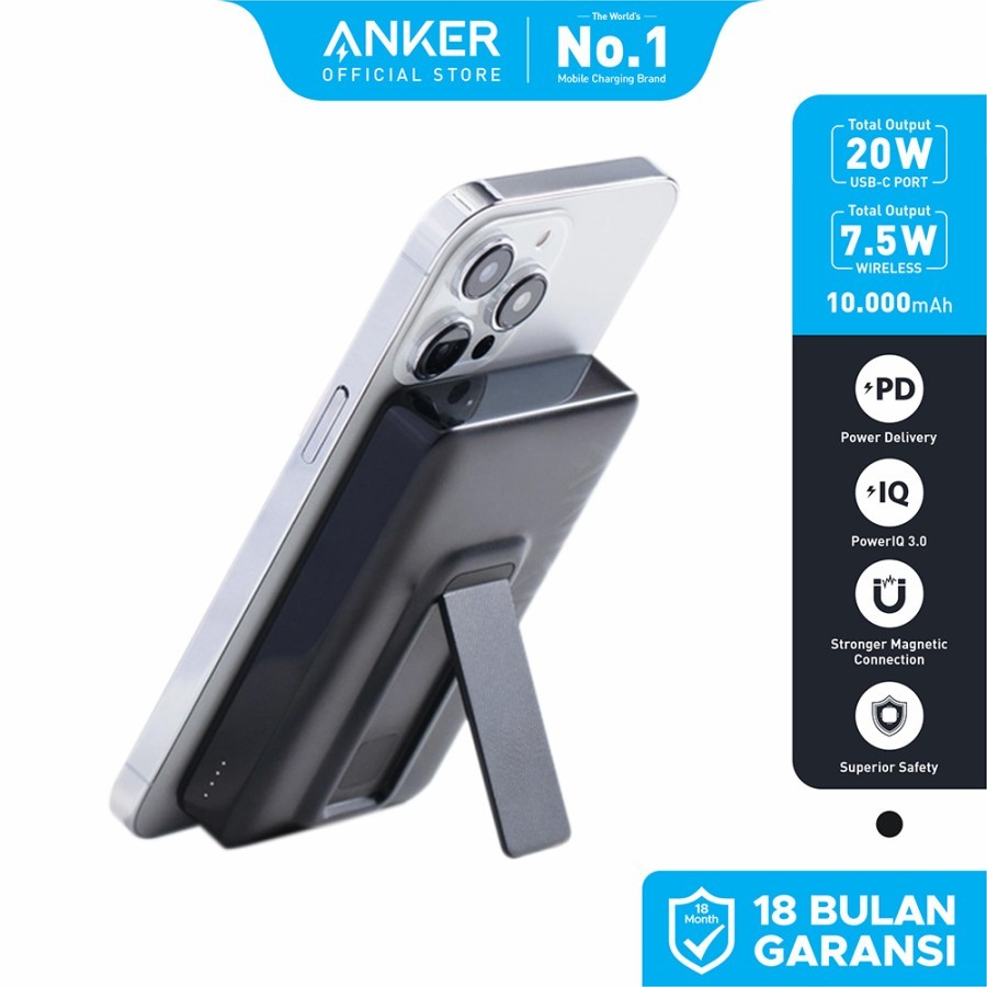 ANKER Powerbank Wireless Anker MagGo Magnetic With Kickstand (10000 mAh, 20W)- A1652