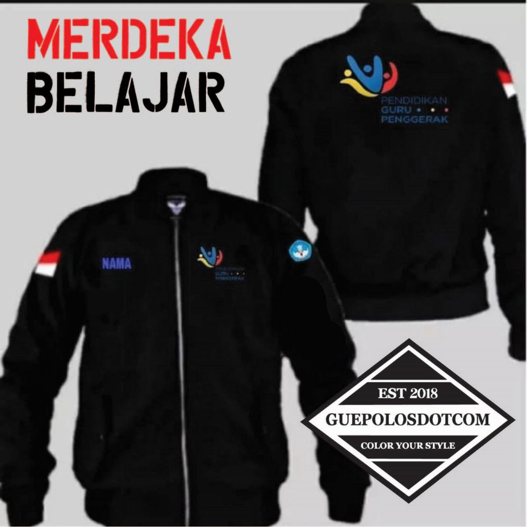 TYPE 03 -  JAKET VARSITY ZIPPER  PENDIDIKAN GURU PENGGERAK  LOGO TUT WURI HANDAYANI  FREE NAMA - JAK