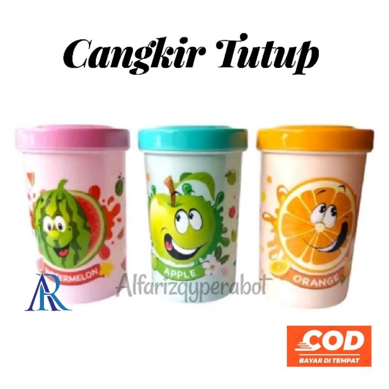 Cangkir Tutup / Mug Tutup / Gelas Plastik Tutup Pescara 500 ml Food Grade - Souvenir Ulang Tahun