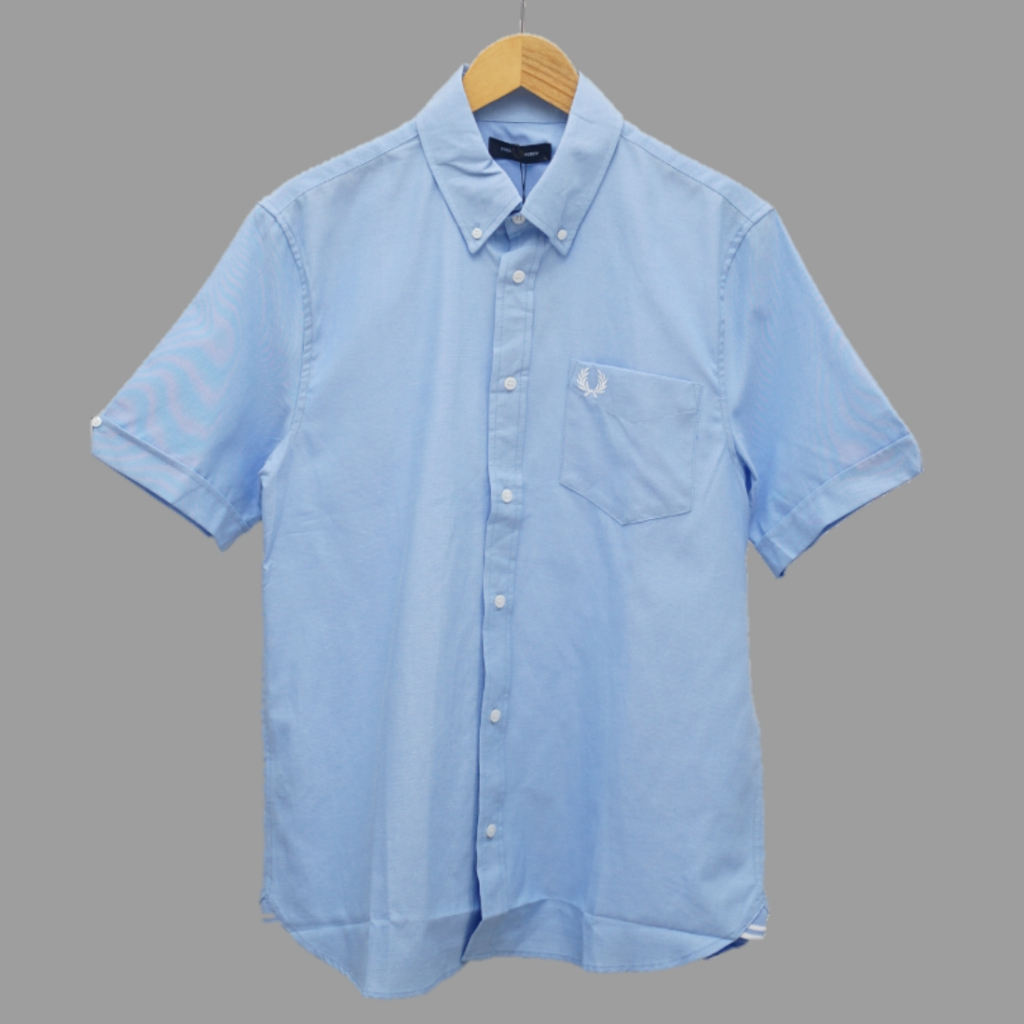 Fred Perry Shirt Short Sleeve Shirt In Blue Kemeja Pria dan Wanita Original