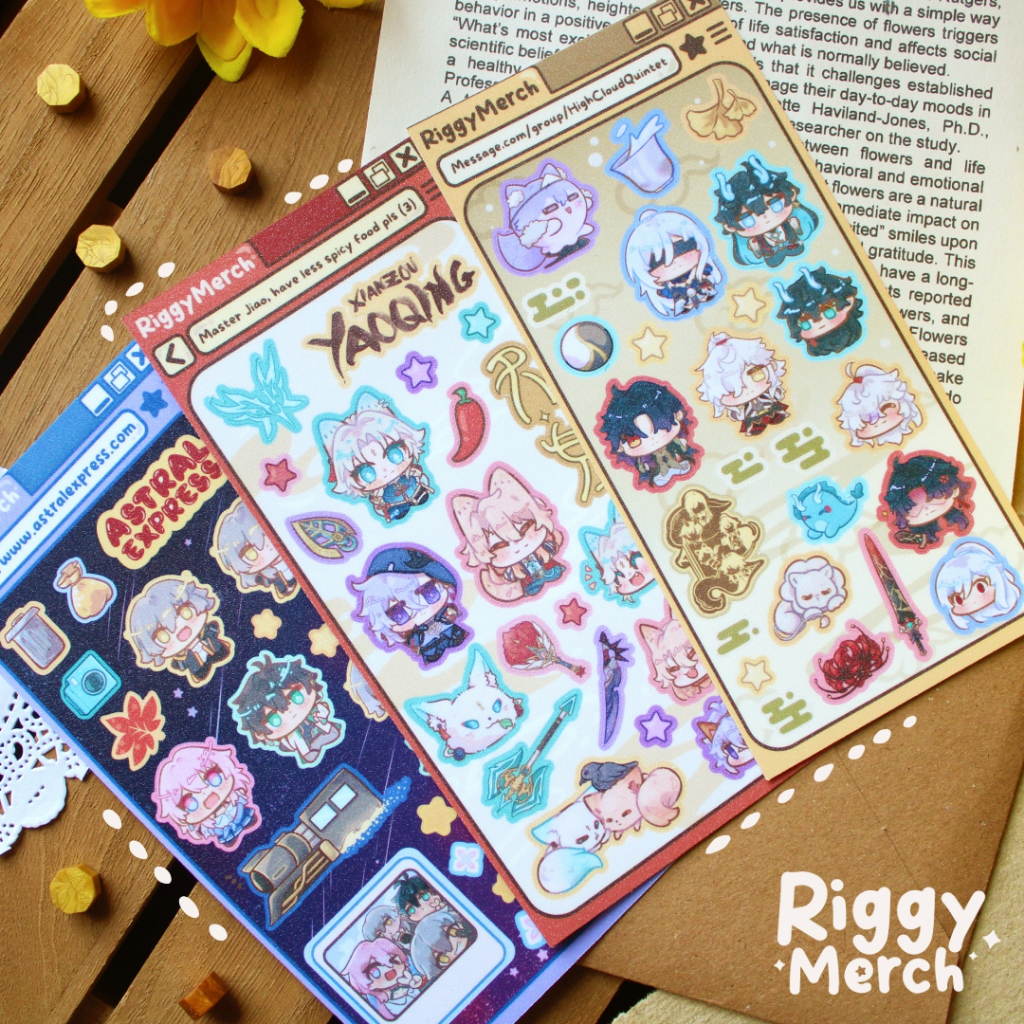 

(RiggyMerch) HSR Sticker Sheet | Stiker Honkai Star Rail | Caelus Stelle March 7th Danheng