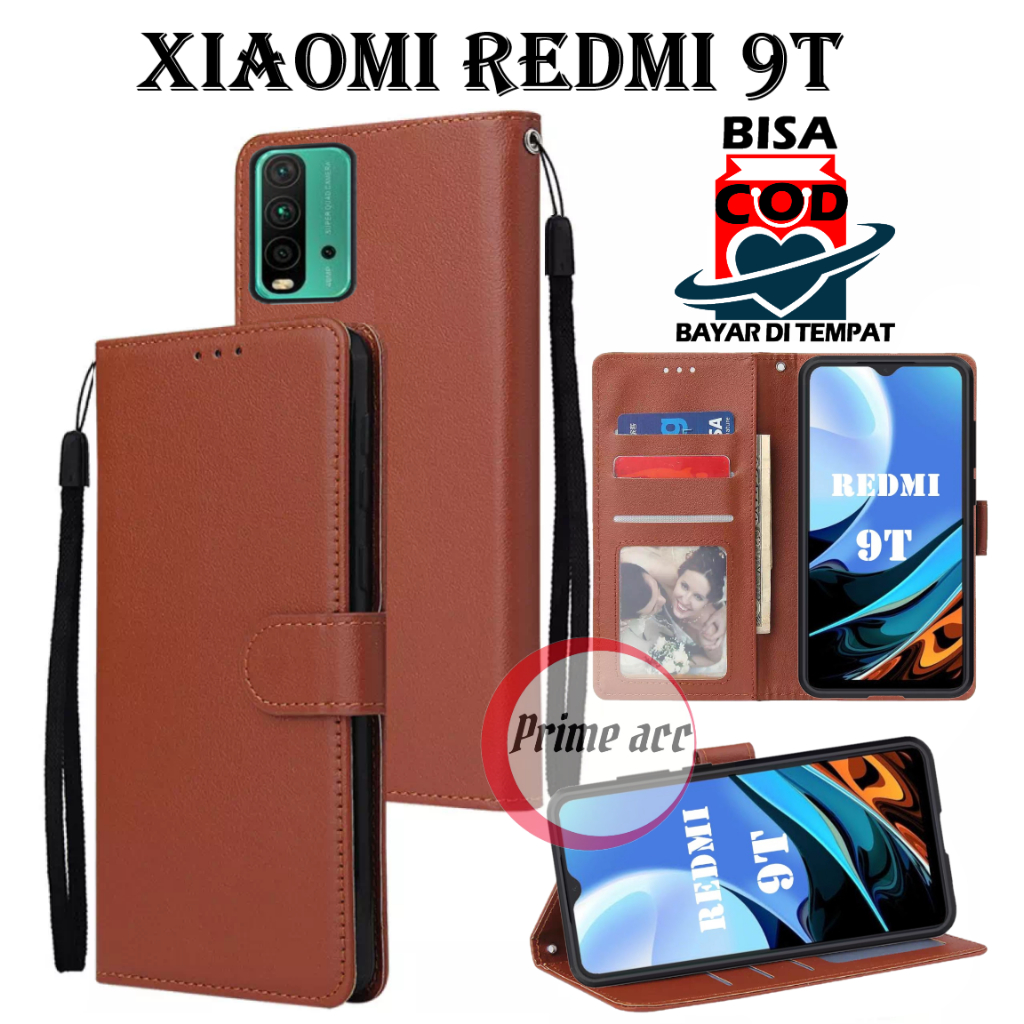 flip case xiaomi redmi 9T leather case casing dompet handphone