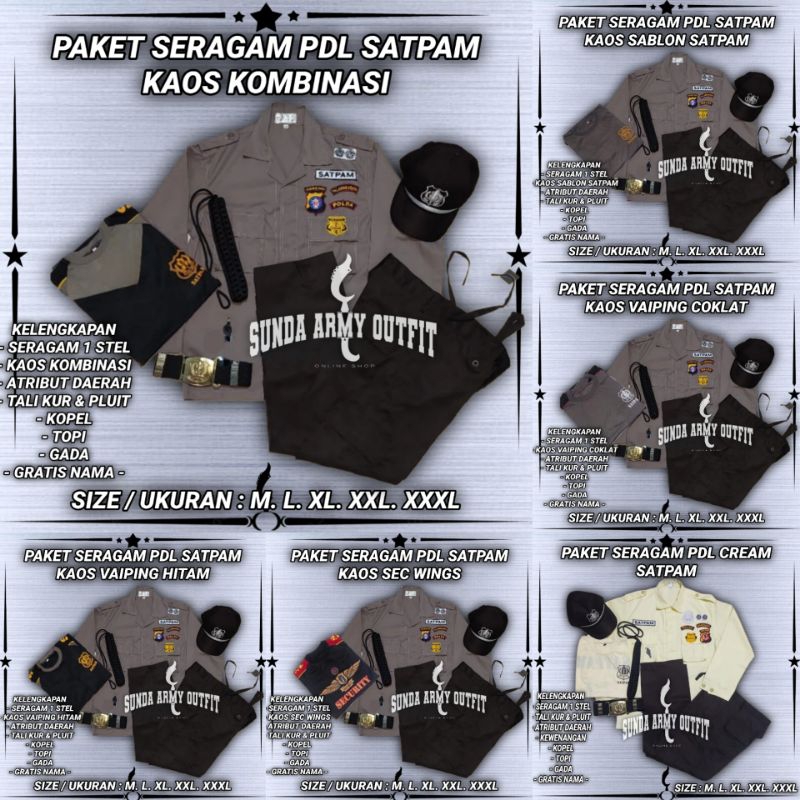 SERAGAM SECURITY SATPAM TERBARU KUMPLIT PAKET SERAGAM PDL COKLAT TERBARU 2024 SERAGAM PDL SERAGAM SE