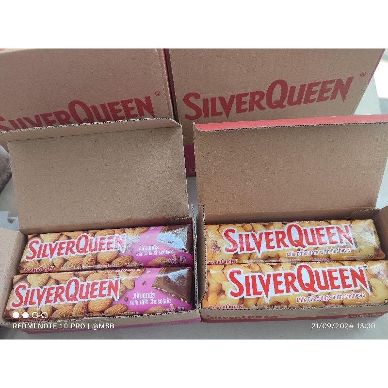 

SilverQueen besar 58gr PROMO. Ready Cashew dan Almond.
