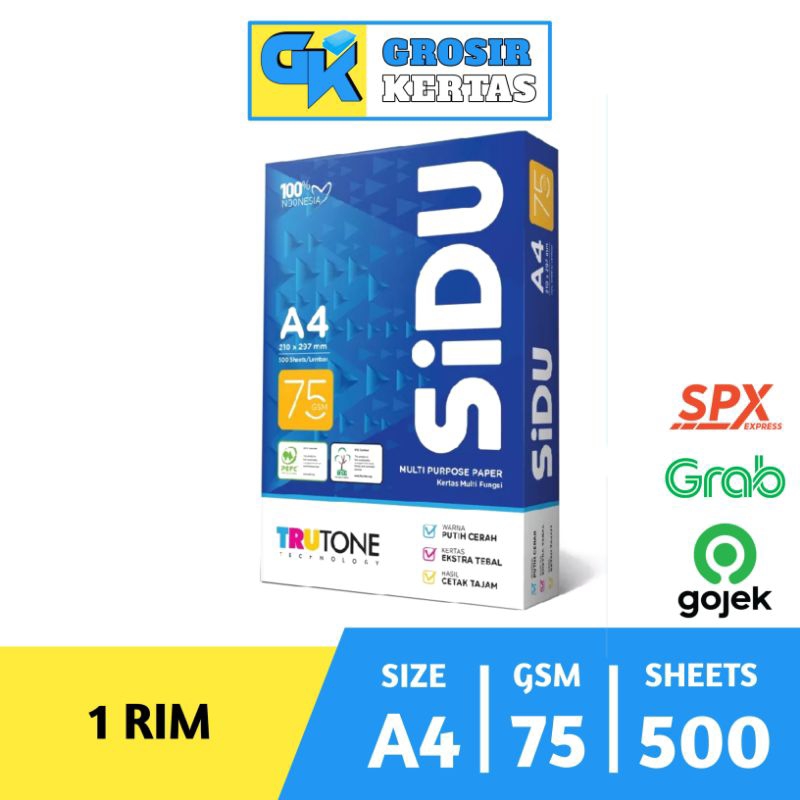 

KERTAS A4 75 GRAM SINAR DUNIA ( SIDU ) Instan / Sameday