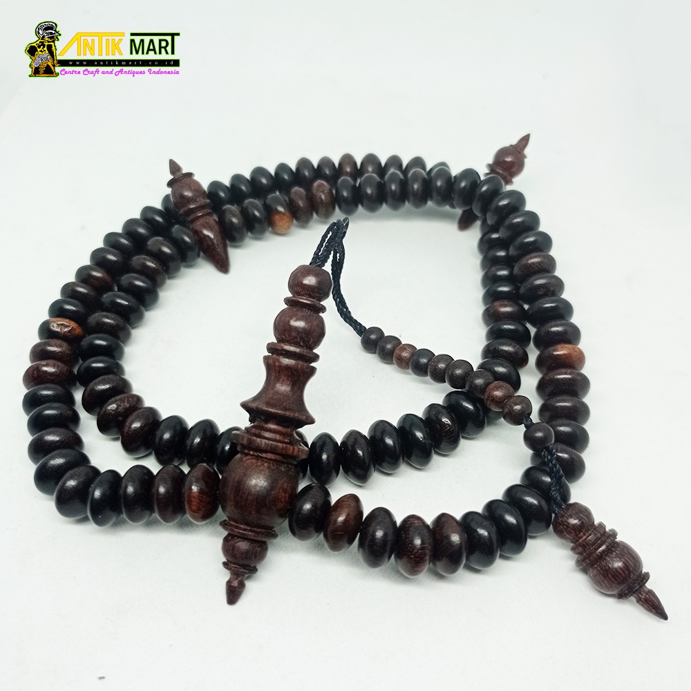 Tasbih Kayu Galih Asam Jawa Asli Model Pipih - 99 butir - Muslim - Motif
