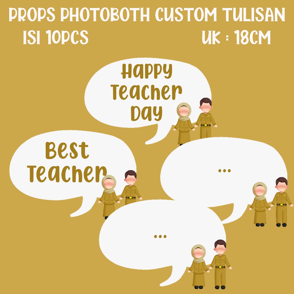 Props Photobooth Hari Guru Custom Tulisan (isi 10pcs) / Perlengkapan Pesta / Dekorasi Foto