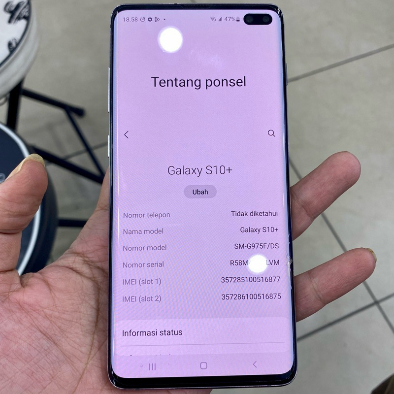 samsung s10 plus ram 8 / 128 inter hp casan only