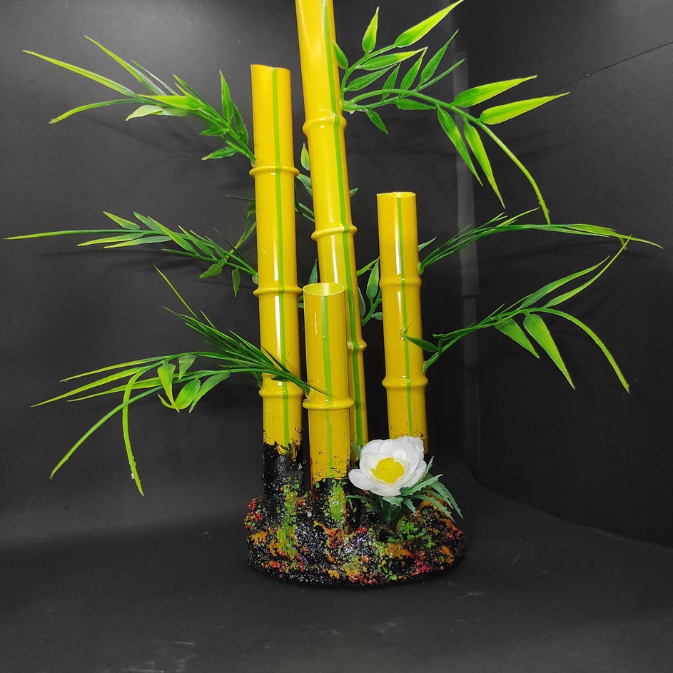 Diskon Terpopuler  Hiasan aquarium bambu kuning dekorasi aquarium bambu kuning bambu kuning panjang 