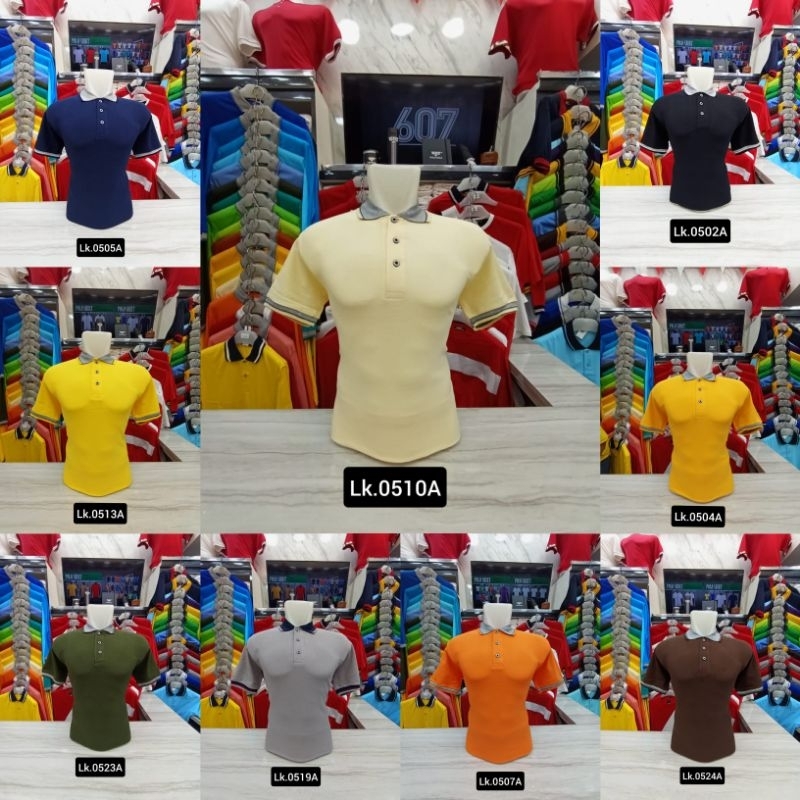 Kaos kerah polo premium pendek kerah abu by 607 pratama
