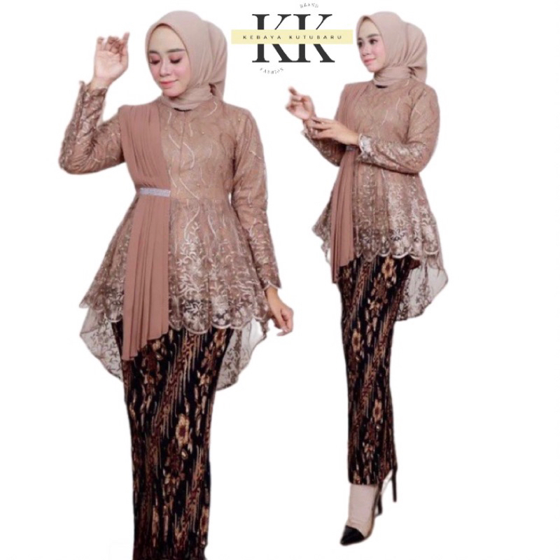 Setelan kebaya aurora selendang modern / set kebaya hijab selendang aurel / untuk acara wisuda / kon