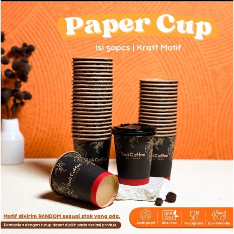 GELAS COFFEE kopi TAHAN PANAS TEBAL ISI 50 (gelas kertas)