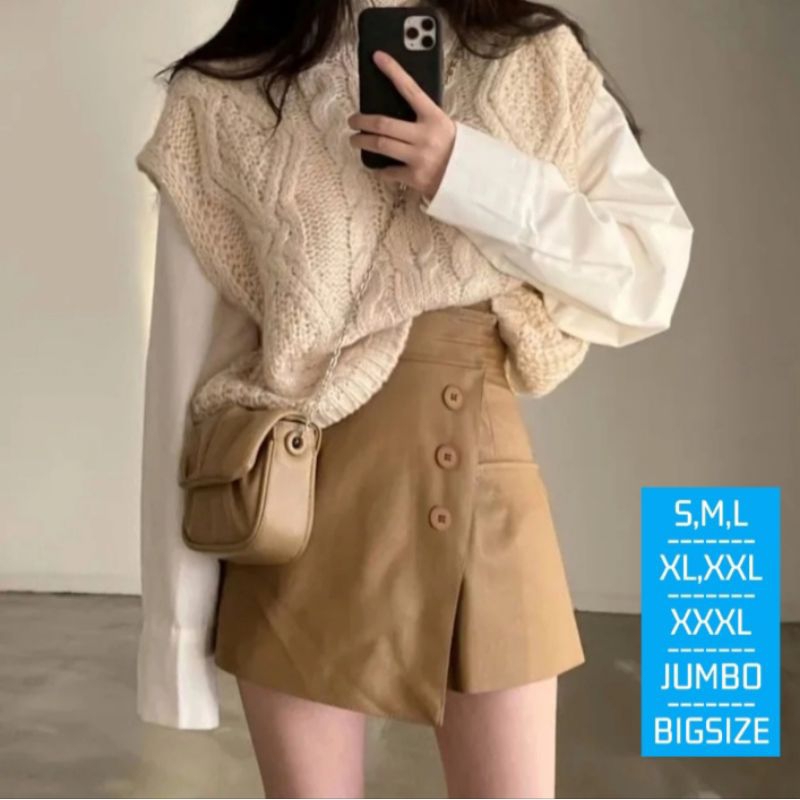 Korean Mini Skirt Rok Celana Pendek Wanita Korean Style Bahan Bor Jepang Nyaman untuk Santai S-M L-X