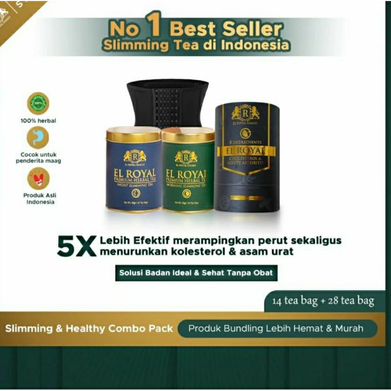 

Pelopia el royal premium slimming tea morning night kolesterol dan korset size M paket hemat