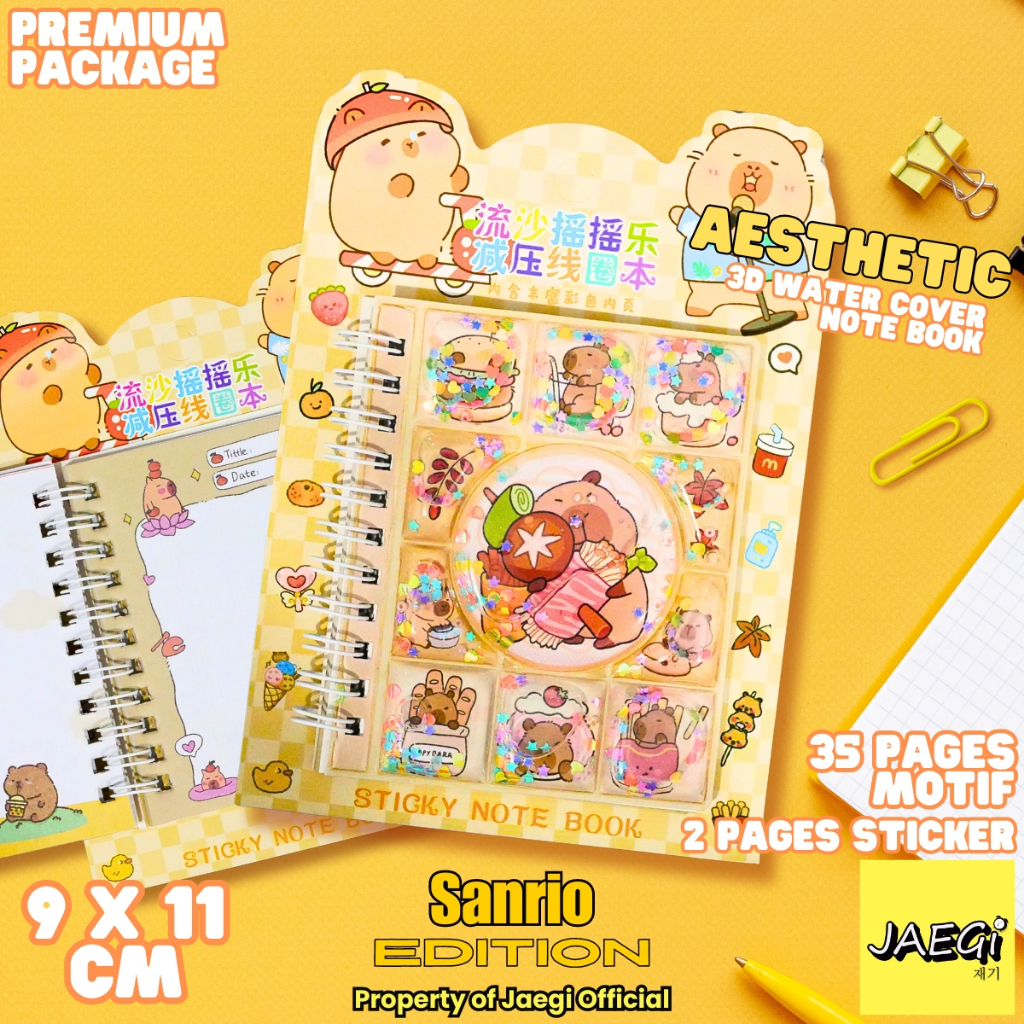 

JAEGi - Aesthetic 3D Water Capybara Sanrio Buku Tulis / Note Book Motif + Sticker Premium Edition
