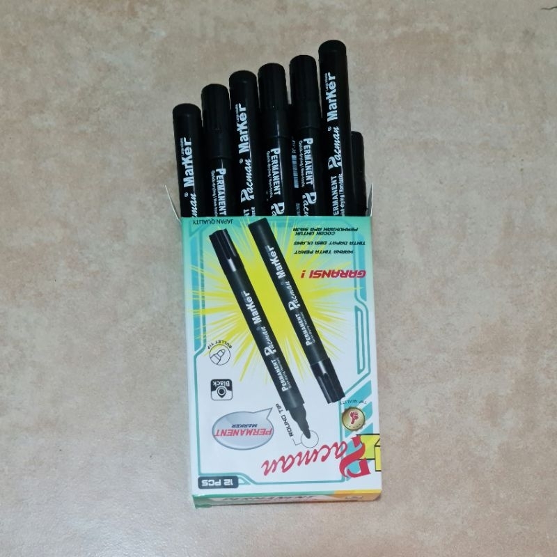 

12 PCS SPIDOL PERMANENT PACMAN WARNA HITAM