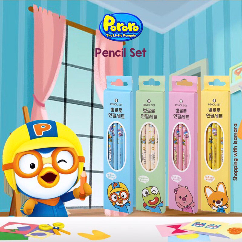 

Pororo Pencil Set / Set Pensil Pororo, Loopy, Crong, dan Eddy