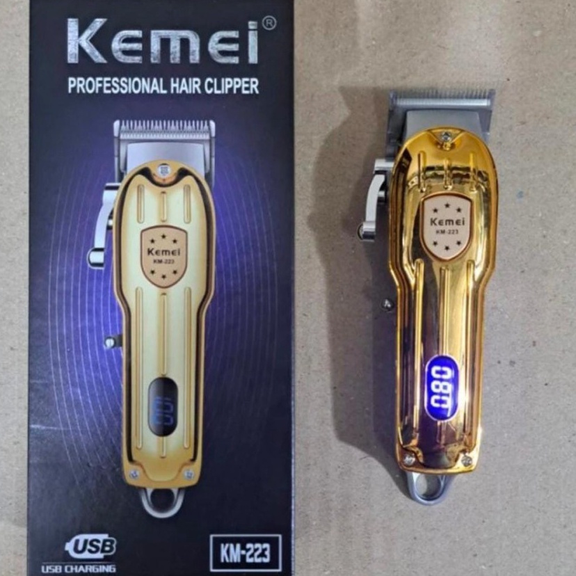 Super Kualitas  ALAT CUKUR RAMBUT KEMEI KM223 BODY ABS GOLD