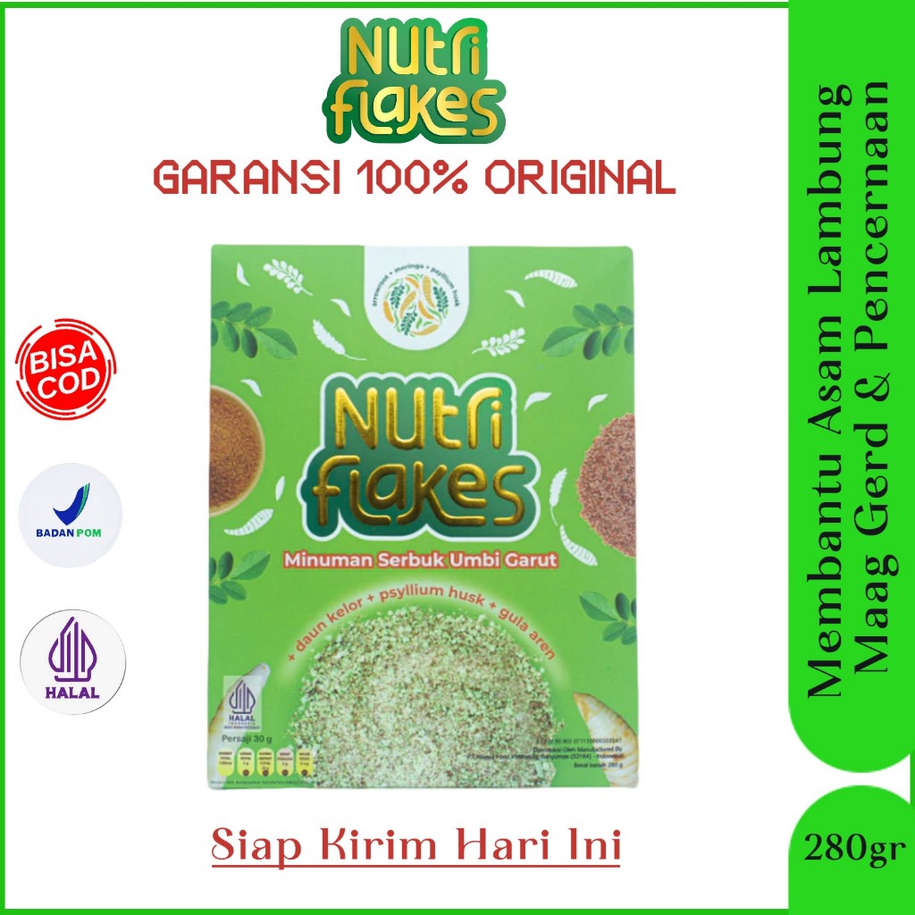 

Nutriflakes Original Sereal Umbi Garut Asam Lambung Maag Gerd Kolesterol & Pencernaan 280gr Asli