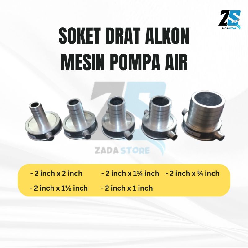 Soket Sok Drat Nepel Alkon Mesin Pompa Air Semua Ukuran Socket Kopling Sock Sambungan Aluminium Wate