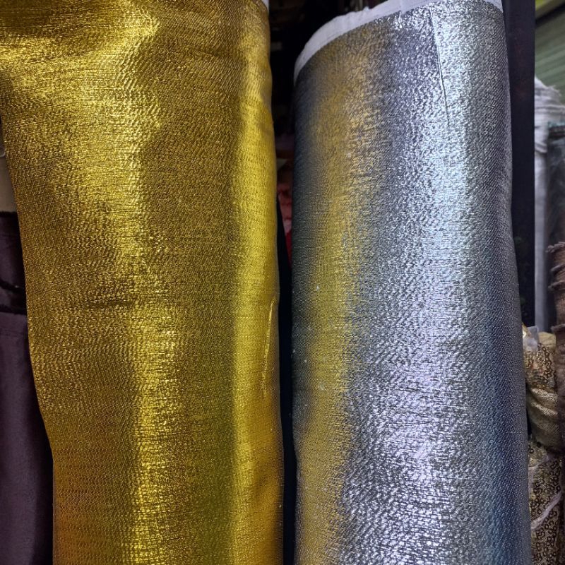 kain bahan Lame tikar emas dan silfer