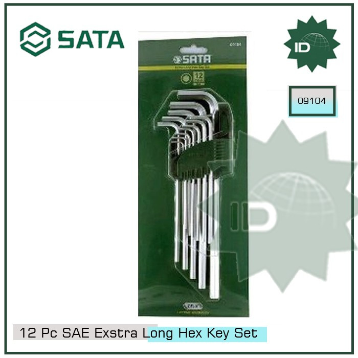 Kunci L Set (SAE) 12 pcs Extra Long Point 09104 SATA TOOLS