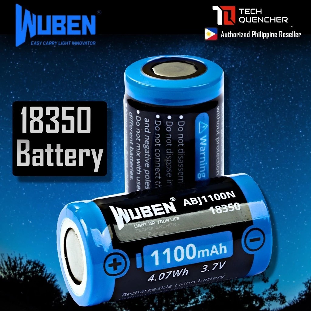 Wuben ABJ1100N Rechargeable 18350 Flashlight Battery Baterai Senter