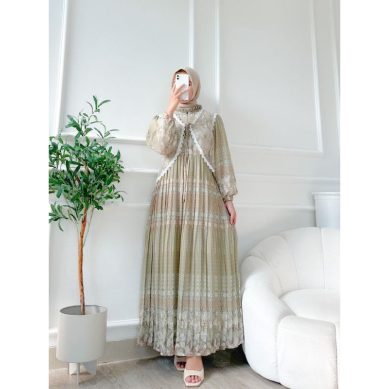 AGNECIA MAXI Long Dress muslim pesta baju gamis A line cantik ootd hijab fashion pakaian kondangan b