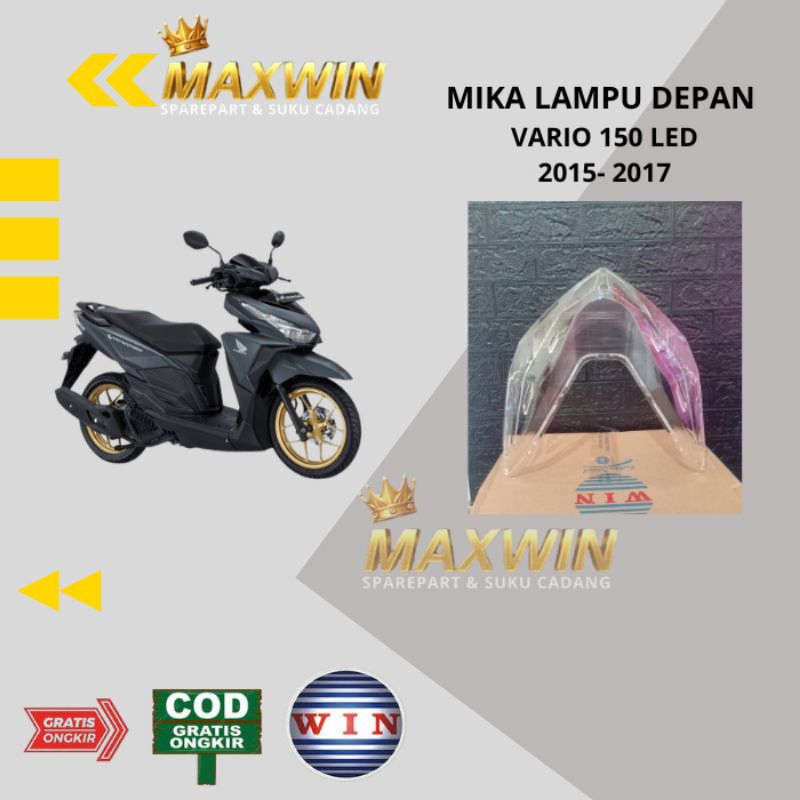 Kaca Mika Lampu Depan Honda Vario 125 - 150 Led Tahun Motor 2015 - 2017 Produk Win Kualitas Original