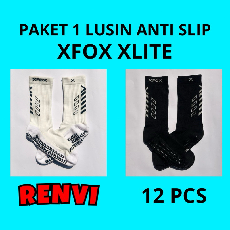 PAKET XFOX XLITE 1 LUSIN - Kaos kaki antislip olahraga xfox futsal, basket, volly, tenis, badminton