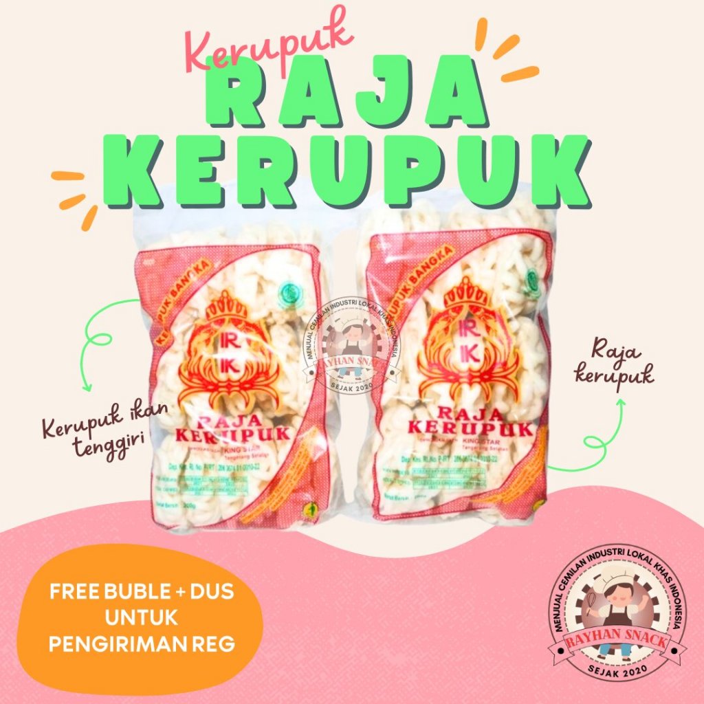 

RB Kerupuk Bangka RAJA KERUPUK Ikan Tenggiri ( isi 18 pcs ) - Best Seller Paling dicari
