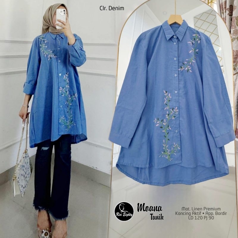 MOANA TUNIK BORDIR JUMBO /TUNIK LD 120CM /LONGTUNIK MUAT BB 75KG