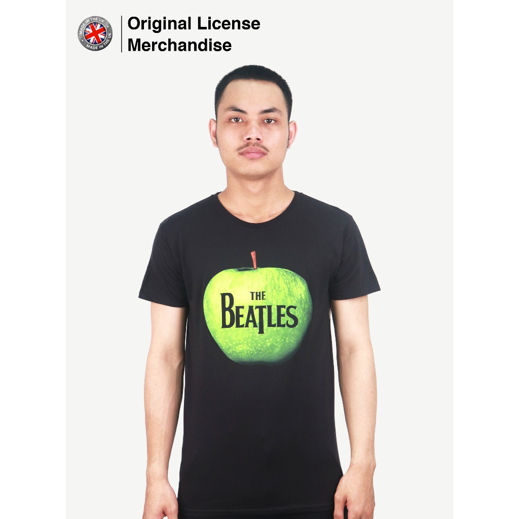 Kaos Baju Hitam Terbaru Pria Wanita Band Musik Rock BEATLES Apple Black Original Merchandise