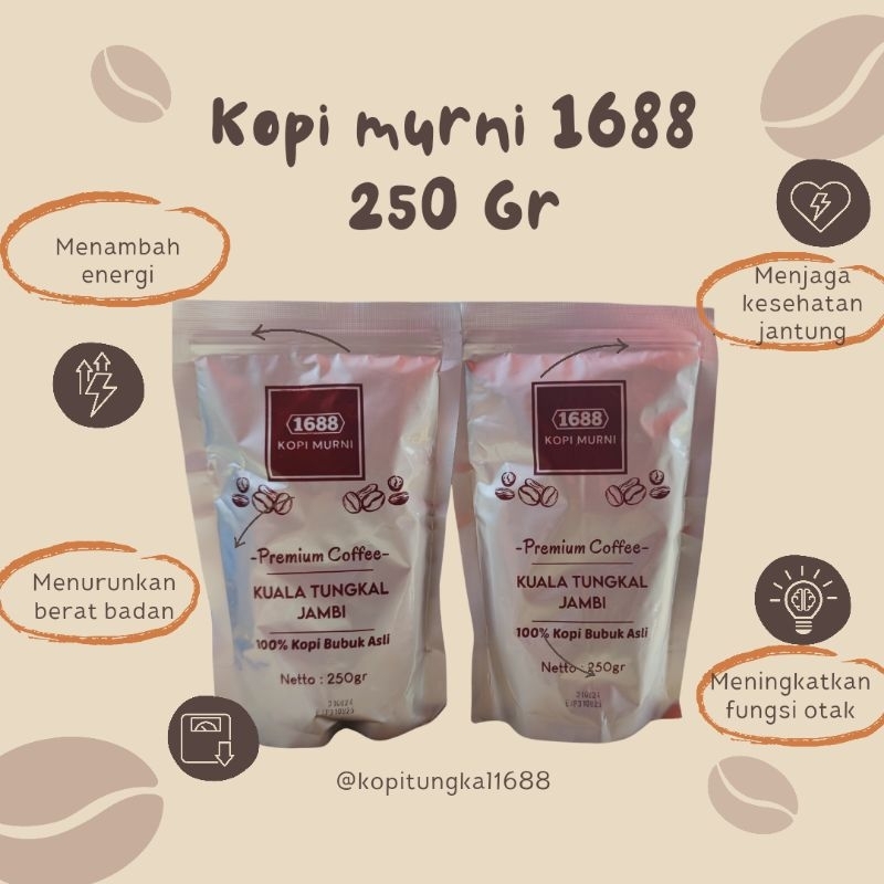 

Kopi Bubuk Murni 1688 Khas Kuala Tungkal Jambi Kemasan 250 Gram