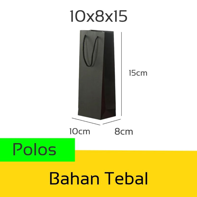 

Paper Bag Tas Kertas Hitam Polos Custom Bahan Tebal Ukuran 10x8x15