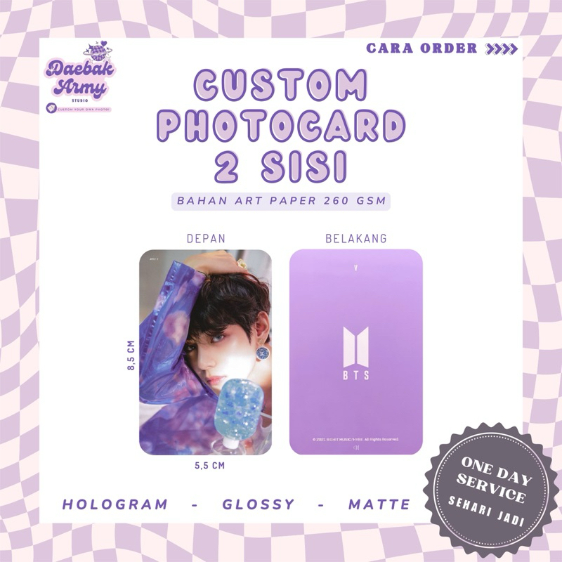 [SEHARI JADI] CETAK CUSTOM PHOTOCARD 2 SISI - GLOSSY HOLOGRAM MATTE/DOFF ❗️MINIMAL ORDER 25K BOLEH C