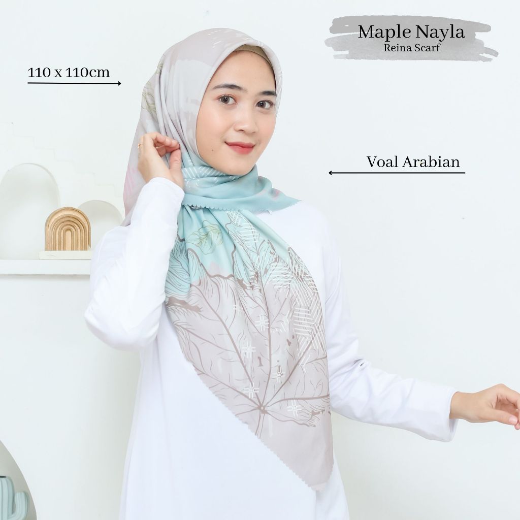 Jilbab Segi Empat Motif Maple Nayla Voal Arabian Lasercut | Hijab Kerudung Motif