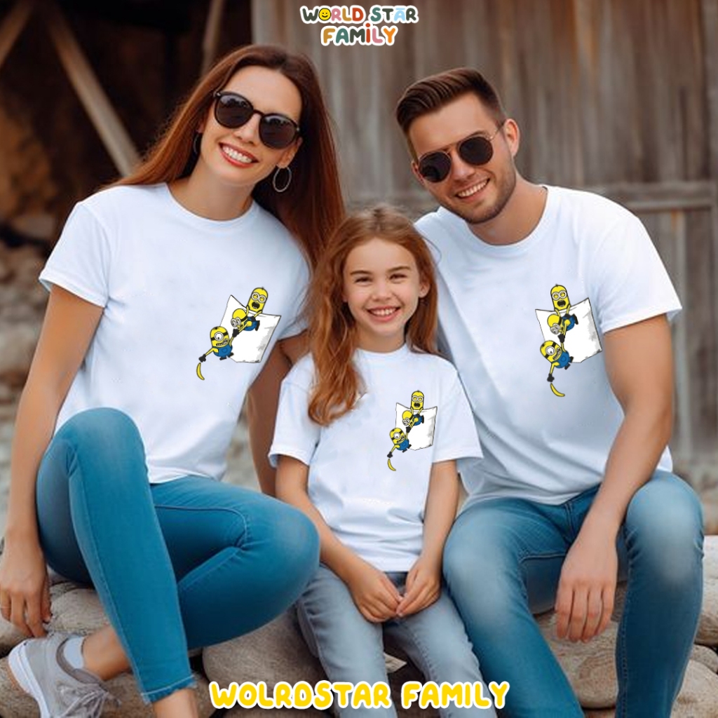 WSF Kaos Couple Keluarga MINION LUCU Kaos Couple Keluarga Lucu Kaos Pasangan Kaos Keluarga Baju Kelu