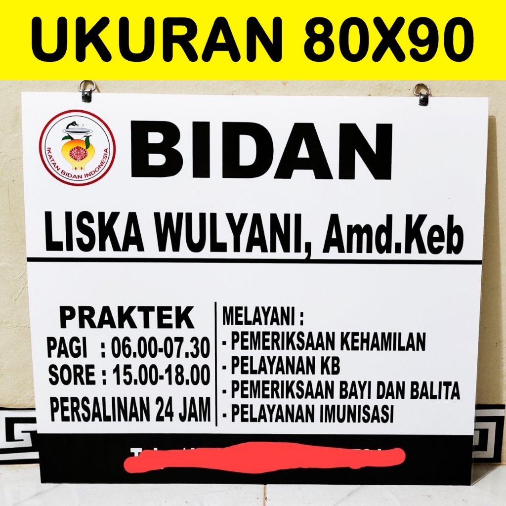 Papan Nama Akrilik 80x90 Plang Toko Praktek Dokter, Apoteker, Perawat, Consultan, Badan Hukum, Penga