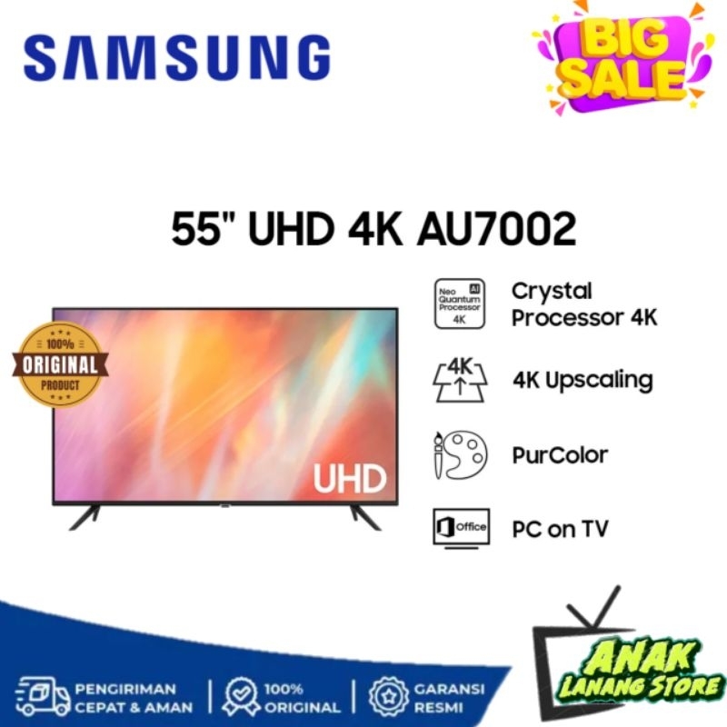 SAMSUNG SMART TV 55 INCH UA55AU7002 UHD 4K WITH PURCOLOR