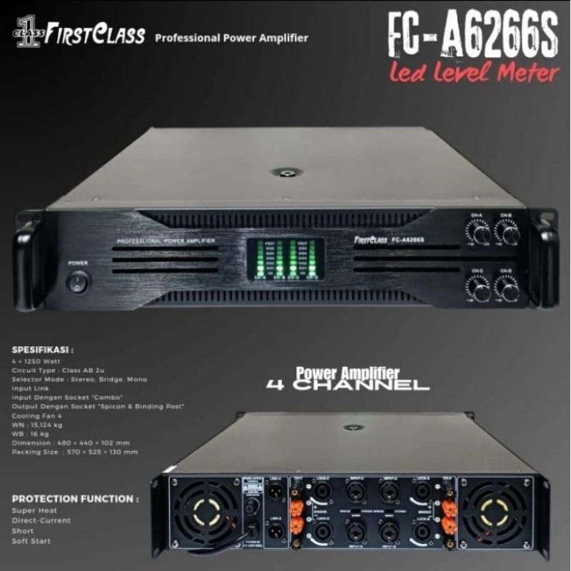 PROFESIONAL POWER AMPLIFIER FIRSTCLASS FC -A6266S /POWER 4 CHANEL