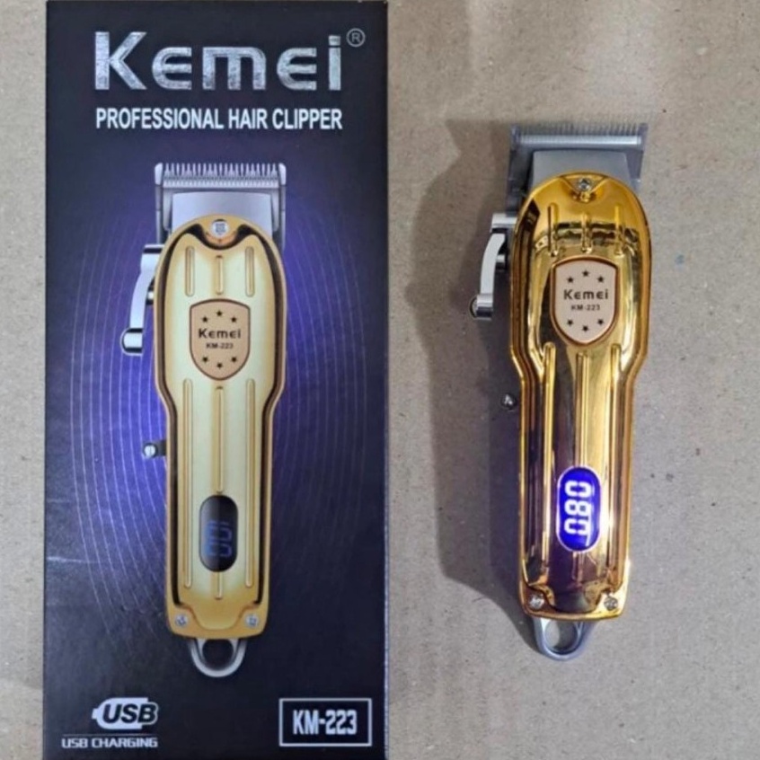 Serba Hemat ALAT CUKUR RAMBUT KEMEI KM223 BODY ABS GOLD