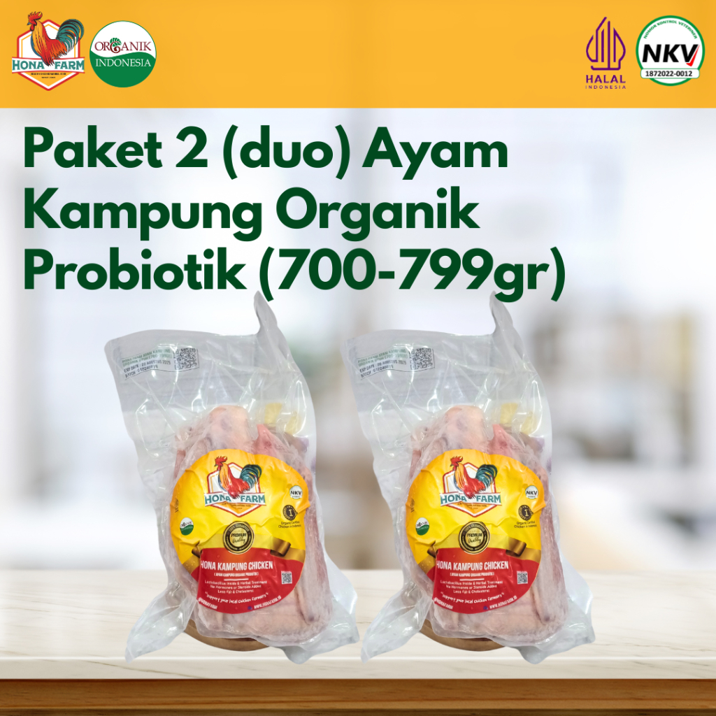 

Hona Farm PAKET HEMAT 2 (Duo) Ayam Kampung Organik Probiotik (700-799gr)