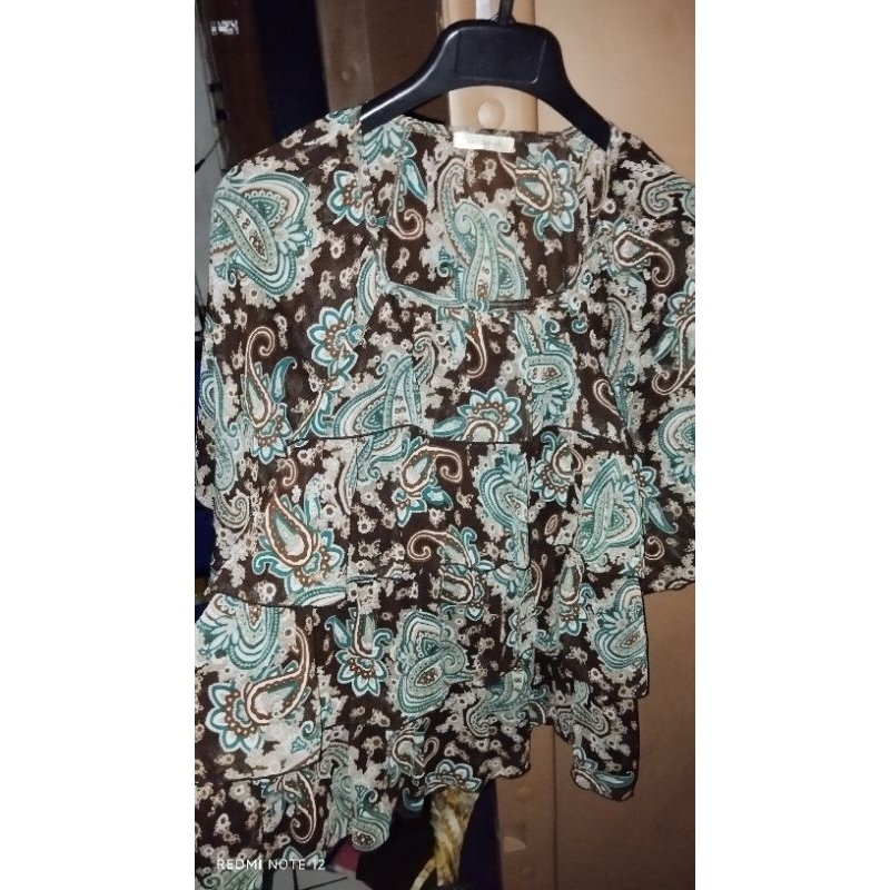 outer batik sifon mewah coklat tua motif batik toska