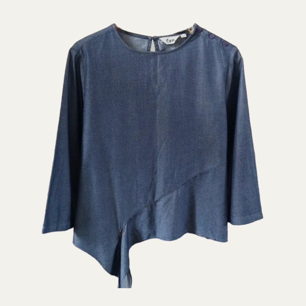 Blouse Crop Top Polkadot Navy