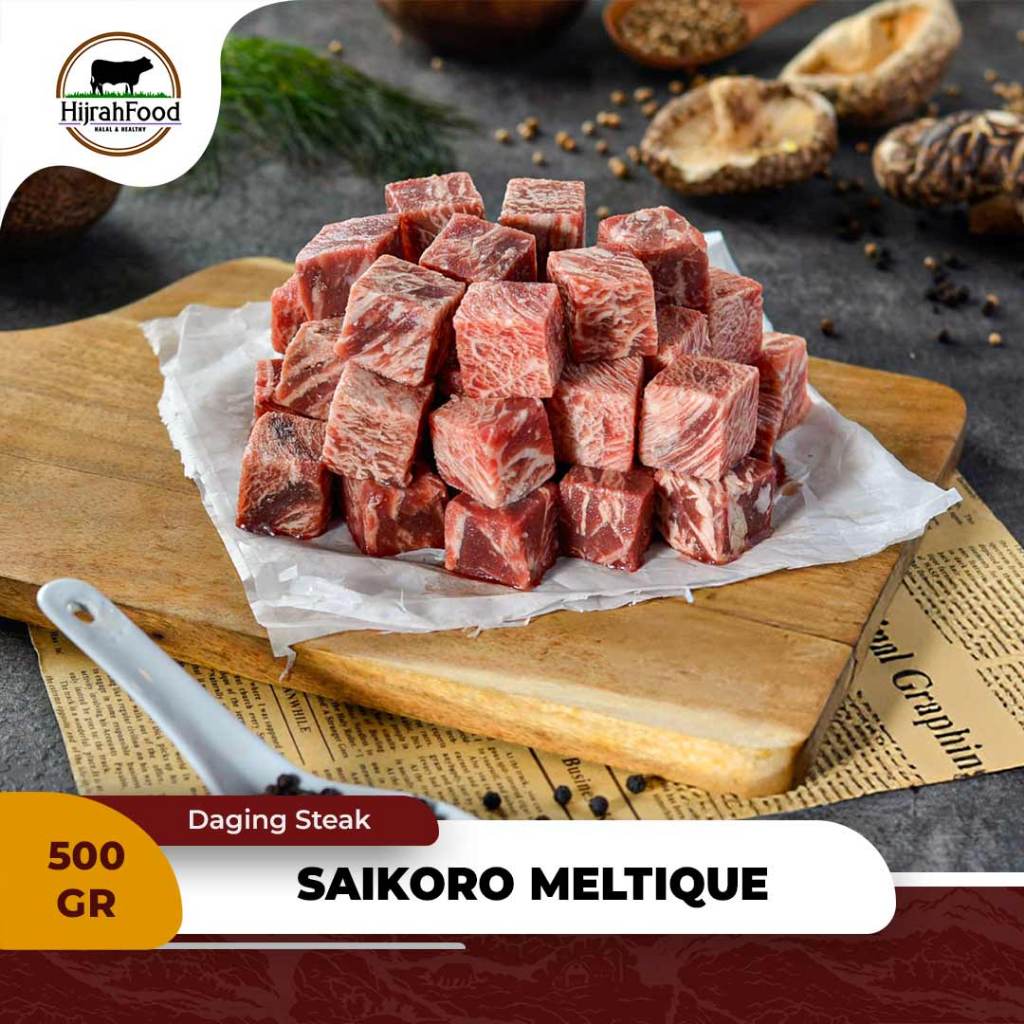 

Hijrahfood Beef Saikoro Wagyu Meltique / Beef Cubes Premium 500 gr