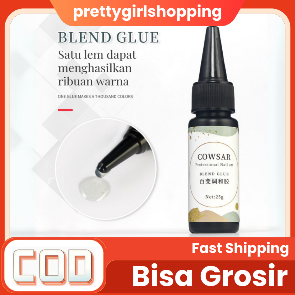 

Pretty COWSAR Professional Nail Art Blend Glue Multifunctional Adhesive Perekat Multifungsi Bleding Rekonsiliasi Lem Payet Glitter